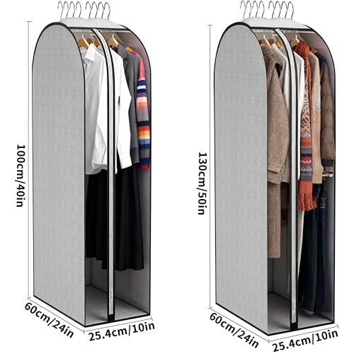 3 Pcs 10" Gusseted Garment Bags 40" & 50" PEVA Breathable Dust Cover