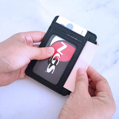 Slim Minimalist Faux Leather Front Pocket Credit Card Holder Wallet - color: B