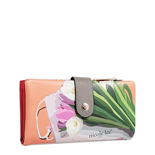 Nicole Lee Amanda 2 Piece Bifold Wallet, Vegan Leather, RFID Blocking Technology, Multiple Card Slots, (VIOLET BLOSSOM) - color: VIOLET BLOSSOM