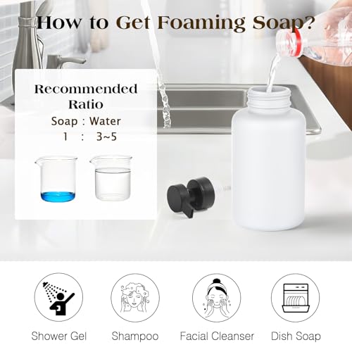 Luxspire Glass Foaming Soap Dispenser 15oz Hand Soap Bottle, White, 2 Pack - color: White