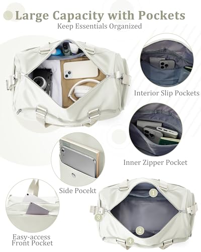 Gym Bag with Shoe Compartment Weekend Personal Item Travel Bags Beige - color: D5-Beige