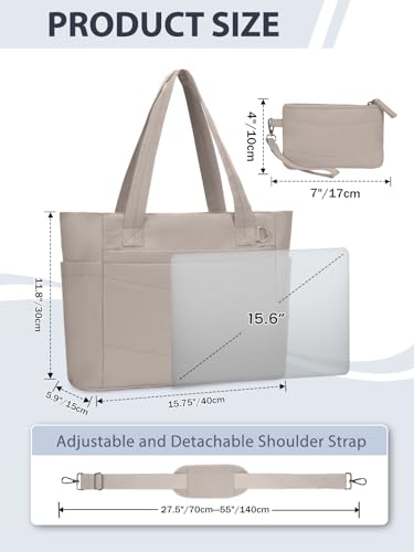 RHDZO Tote Bag for Women with 15.6 Inch Laptop Compartment and Cup Holder - color: Large-2 Set Camel, size: Large-2 Set