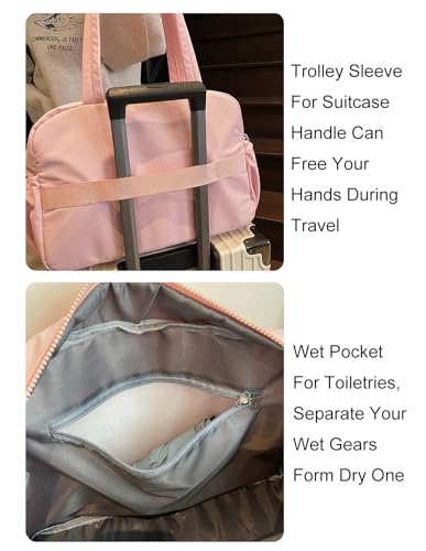 Gym Bag Sport Duffel Overnight Weekender Travel Bag with wet pocket and shoe pocket M04 Pink - color: M4-Pink