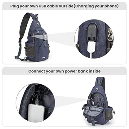 G4Free Canvas Crossbody Sling Bag with RFID Blocking for Women Men - color: Dark Blue
