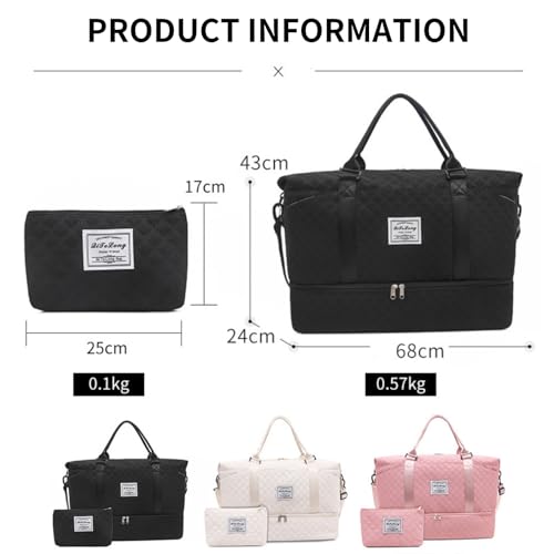 여성용 위켄더 백, 신발 수납 공간 및 젖은 포켓이 있는 여행용 더플백, 대형 체육관 스포츠 토트백, 임산부 병원 오버나이트 백, 피트니스, 직장, 여행을 위한 세면도구 가방 포함, 퍼플., 라지, 모던. - color: 퍼플.