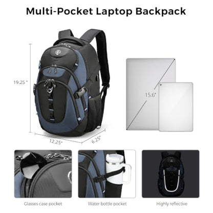 Swissdigital Design Travel Backpack for Men with USB Charging Port SD803-16 - color: Haze Blue/Black