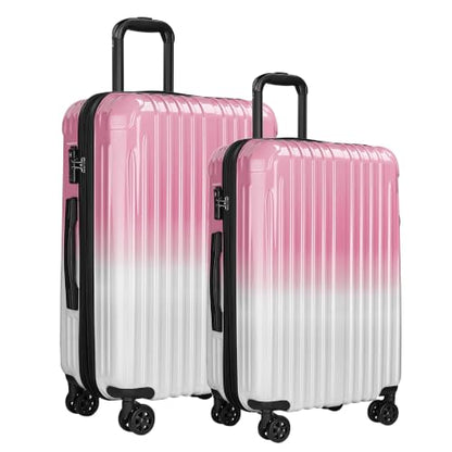 Luggage Sets 2 Piece, Hard Shell Expandable Carry on Suitcase with Spinner Wheels and TSA Lock, Lightweight Travel Luggage Set - color: Pink, size: 2-piece Set (20/24)