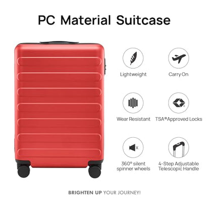 NINETYGO Carry On Luggage 22x14x9 Airline Approved, 20 Inch Luggage with Smooth Spinner Wheels, Lightweight, Hard Shell PC Suitcase Carry-On, Travel Luggage, TSA Approved (Raspberry, Rhine Basic) - color: 02-Raspberry (Basic), size: Carry-On 20-Inch