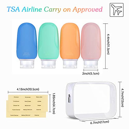 Morfone Travel Bottles 4Pack Leak Proof Silicone, Refillable for Toiletries