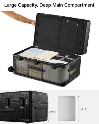 MILADA 26'' Hardshell Checked Suitcase, Trunk Zipperless Aluminum Luggage - color: Jet Black, size: Trunk 26 Inch