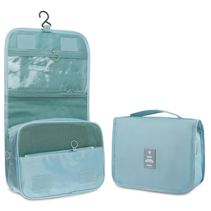 Hanging Toiletry Bag Travel Waterproof Makeup Organizer for Women Men(Blue) - color: Blue