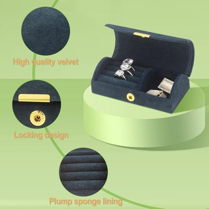 Small Jewelry Box, Mini Travel Jewelry Case Blue Velvet - color: Mini - Blue