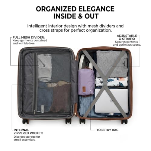 Rosamo 3-Piece Hard Shell Expandable Luggage Set, Airline Approved Carry-On - color: Purple