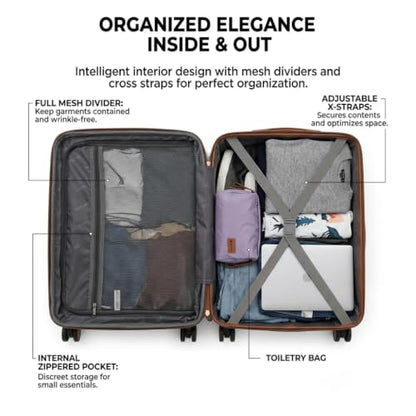 Rosamo 3-Piece Hard Shell Expandable Luggage Set, Airline Approved Carry-On - color: Purple