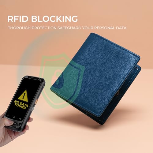 Bveyzi Ultra Slim Small RFID Wallet for Women, Leather Tiny Thin Bifold Pocket Ladies Wallet - color: Navy Blue