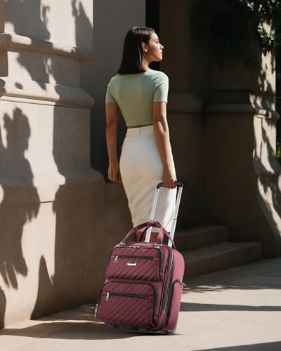 LUGGEX Underseat Carry On Bag, Burgundy, 16" - color: Burgundy, size: Underseat 16 inch