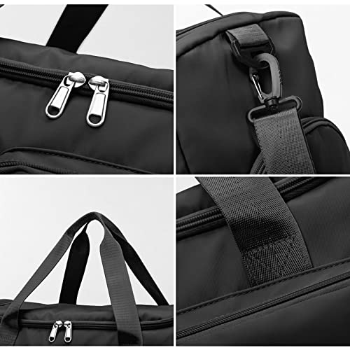 Suruid Gym Bag with Shoe Compartment, Sports Duffle Bag for Women, Black - color: Black