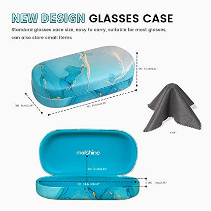 molshine Hard Shell Sunglasses Case,Classic Large Glasses Case for Women Men,Sunglass Eyeglasses - color: Cyan