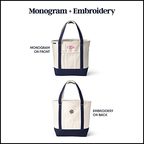 Lands' End Zip Canvas Tote - color: Natural/Bright Spruce, size: Large Long Handle