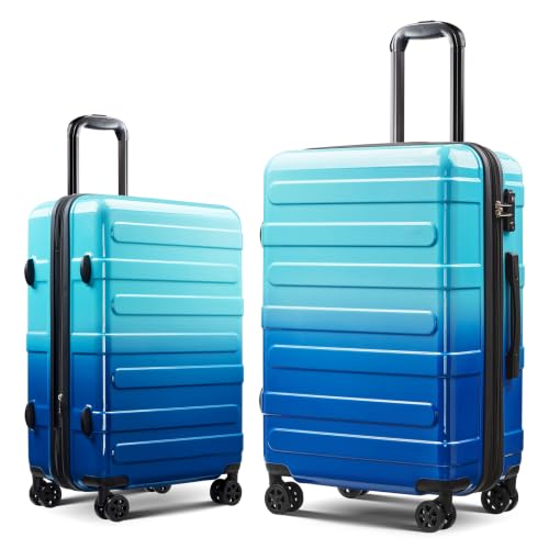 Luggage 2 Piece (20in/24in) Expandable Luggage with Spinner Wheels - color: Ocean, size: 2 Set (20/24In)