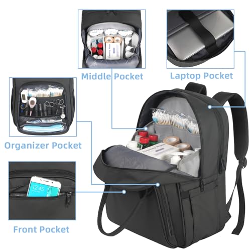 MATEIN Medical Backpack, 17 Inch Laptop Backpack with Removable Organizer - color: Black, size: 17 Inch