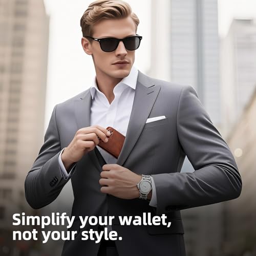 RUNBOX Wallet for Men -Slim Rfid Leather Mens Bifold Novelty Wallets 2 ID Window With Gift Box Men's Accessories - color: RETRO RED BROWN