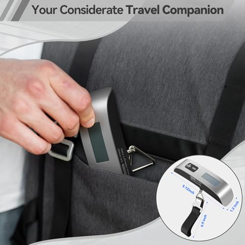 Luggage Scale Dr.meter 2 Pack Travel Essential Digital Luggage Weight Scale | 110lb/50kg Portable Handheld Scale with Rubber Paint, Temperature Sensor, Battery Included - color: 2 * Silver