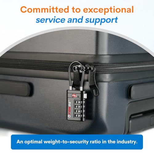 Forge Open Alert TSA Approved Luggage Locks, 4 Digit Combination TSA Travel Locks with TSA008, Zinc Alloy Body for Luggage, Suitcase, Backpack, and More. Black 2 Locks. - color: Black 2 PK