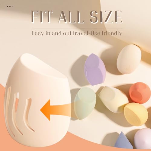 Silicone Makeup Sponge Holder,Fit All Sponges,Double-Sided Breathable(Beige - color: Beige*1