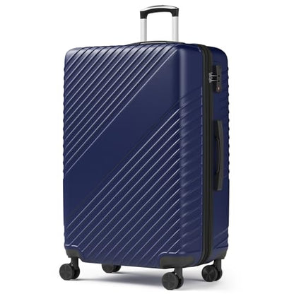 28 Inch Checked Luggage - Expandable Hardside Suitcases with 360° Spinner Wheels, TSA Lock, Airline-Approved Durable ABS Hardshell for Lightweight Travel & Business - color: Blue, size: 28 IN