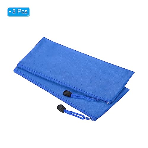 PATIKIL Waterproof Zipper File Bags, 3 Pack A6 Document Holders, Blue - color: Blue, size: A6