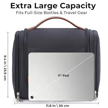 Ralnitote Large Hanging Toiletry Bag for Men, Travel Bathroom Bag with Hook, Hygiene Bag Organizer for Shower, Shaving & Grooming Essentials, Black - color: Black