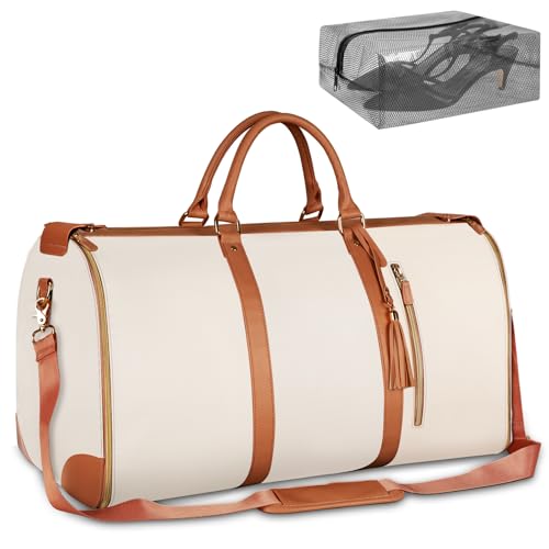 Ytonet Garment Duffle Bags for Travel, Convertible Carry On Garment Bag - color: Beige, style: Tote