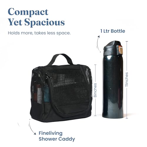 The Fine Living Co. Portable Shower Caddy Hanging Mesh Shower Caddy,10x4x8" - color: Black