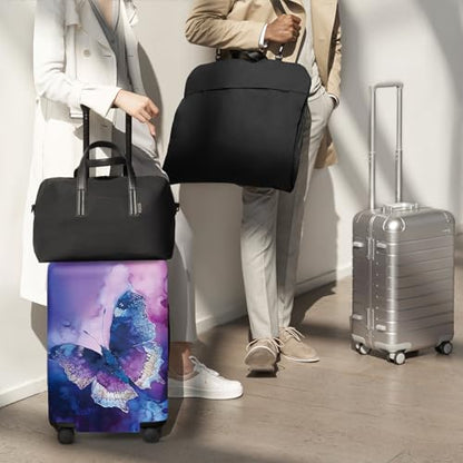 ANNA QUEEN Travel Luggage Cover Suitcase Protector Suitcase Cover Anti-Scratch,Stretchable Bag Cover Washable Durable Polyester - color: Psychedelic Butterfly, size: L(fits 28-30Inch suitcase)