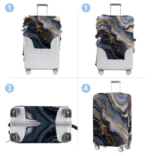 Black Marble Luggage Cover Washable Suitcase Cover Protector Fit 32-34 Inch Luggage Durable Travel Bag Cover with Zipper Closure XL - color: black marble, size: XL(32-34inch suitcase)