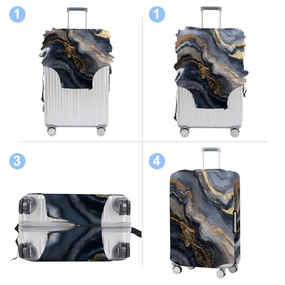 Black Marble Luggage Cover Washable Suitcase Cover Protector Fit 32-34 Inch Luggage Durable Travel Bag Cover with Zipper Closure XL - color: black marble, size: XL(32-34inch suitcase)