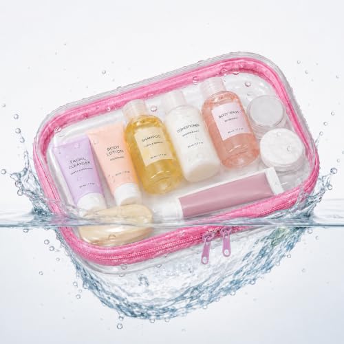3 Pack Clear Hard Shell Zipper Case (1XL + 1L + 1M, Pink) - color: Pink(XL+L+M)