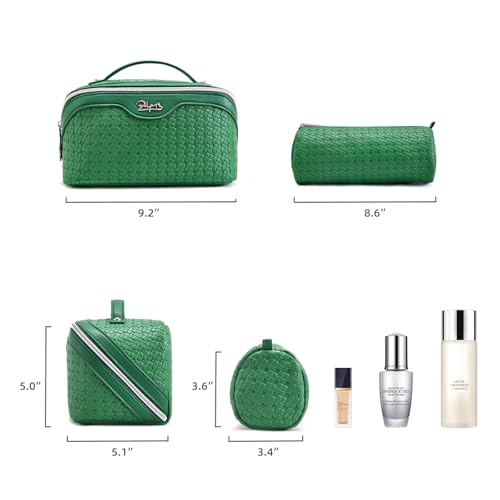 BOYATU Travel Makeup Bag Cosmetic Bags for Women: 3 Pcs Set Make up Bag - color: L38 Green