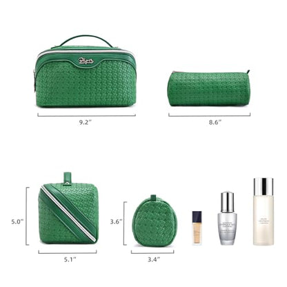 BOYATU Travel Makeup Bag Cosmetic Bags for Women: 3 Pcs Set Make up Bag - color: L38 Green