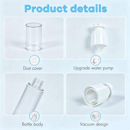 Clear Airless Pump Bottles, Vacuum Travel Cosmetic Containers - size: 50ml (3pack)