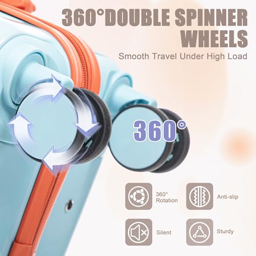 GDFStudio 14/20 Inch 2 Piece Luggage Set,PC Hard Shell Spinner Suitcase,Combination Lock,360° Silent Wheels, Retractable Handle,Carry On Travel Luggage with 14” Cosmetic Case,Gradient Blue-Red - color: Blue+Red, size: 14/20In