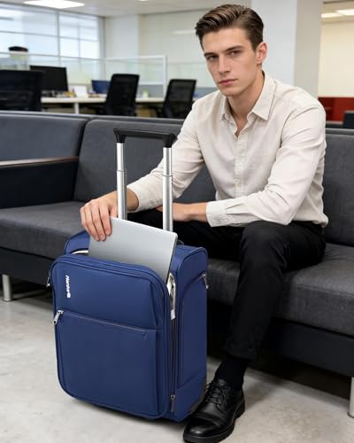 Hanke Underseat Carry On Luggage with Wheels, 17 Inch Rolling Bag, Blue - color: Blue, size: 17 Inch Underseat Plus
