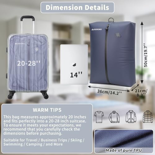 Vacuum Bag for Travel,IPX8 Waterproof Reusable Compression Bags - color: Blue, size: 3 PC -With Pump