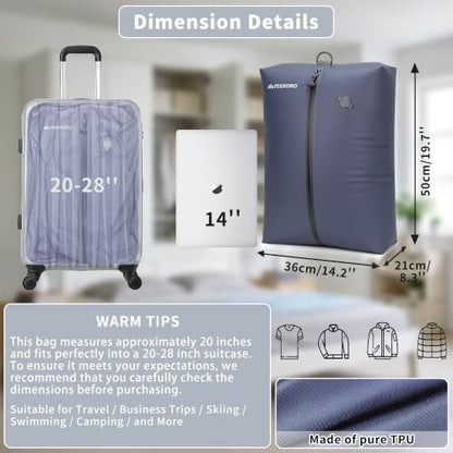 Vacuum Bag for Travel,IPX8 Waterproof Reusable Compression Bags - color: Blue, size: 2 PC -With Pump