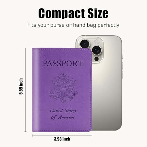 Cnycmy Passport Holder for Travel,Passport Cover Case with RFID - color: Simplicity-Purple