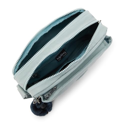 Kipling Women’s Abanu Medium Crossbody Bag, Lightweight, Adjustable Nylon Waist Pack with Multi-Compartment Zip Pockets - color: Breezy Blue, size: 3.5''L x 6.75''H x 9.5''D