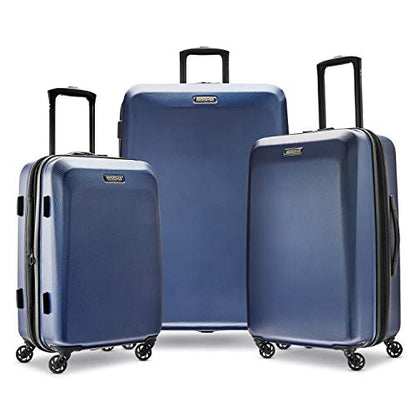 American Tourister Moonlight Hardside Expandable Luggage with Spinner Wheels, Navy, Checked-Medium 24-Inch - color: Navy, size: Checked-Medium 24-Inch