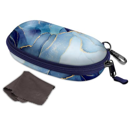 FINTIE Sunglasses Case with Carabiner, Hard Shell Shockproof Sport Glasses - color: Ocean Marble