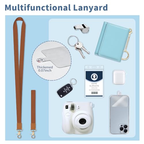 Brown Lanyard Wallet with Id Badge Holder Keychain for Card Women - color: Solid-caramel